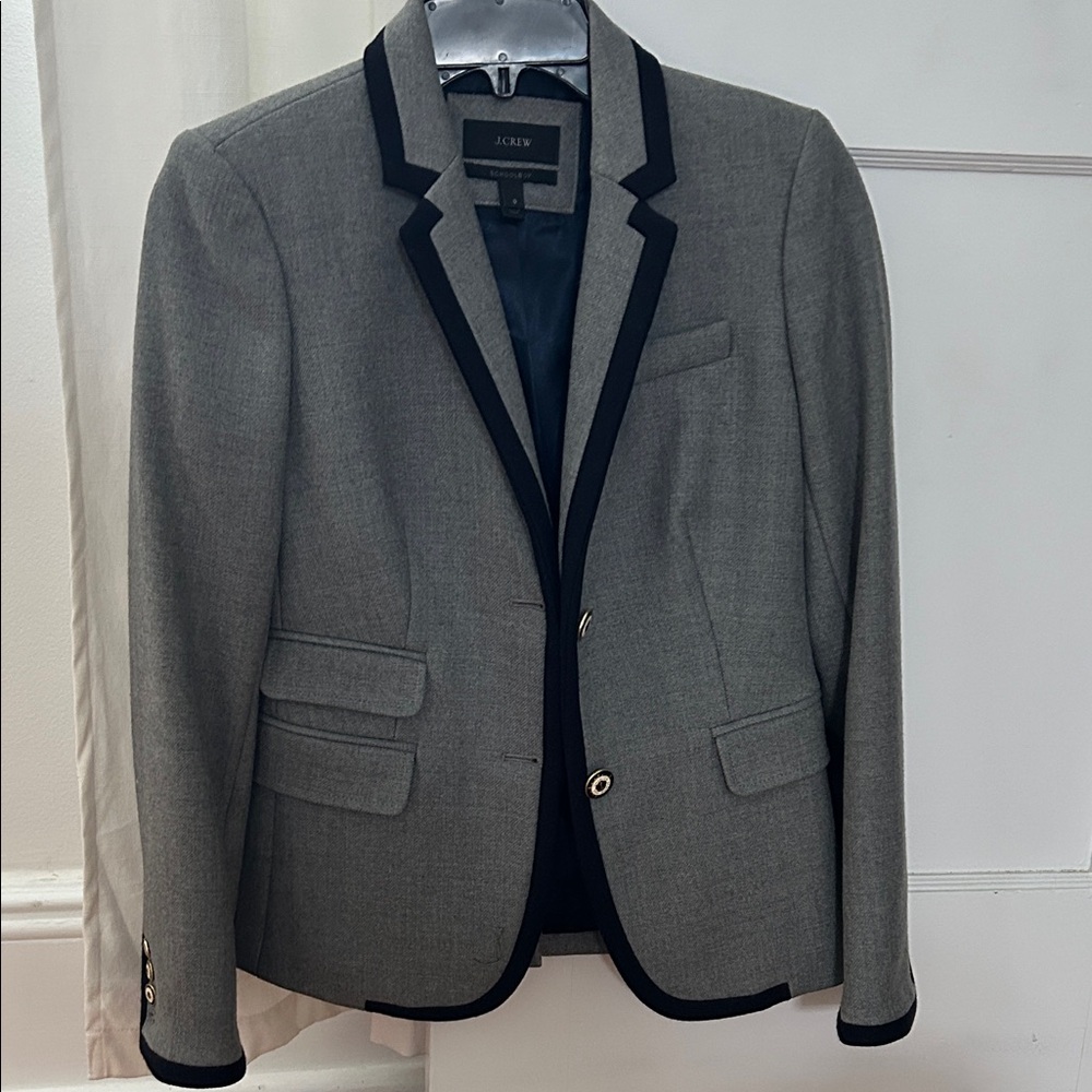 J. Crew Gray Blazer with Black Trim